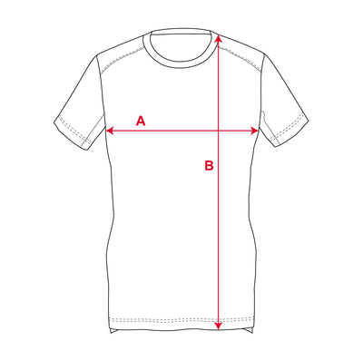 Mens High Performance Tee Shirt measurement diagram