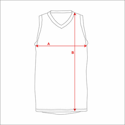 Mens Core Basketball Reversible Singlets measurement diagram