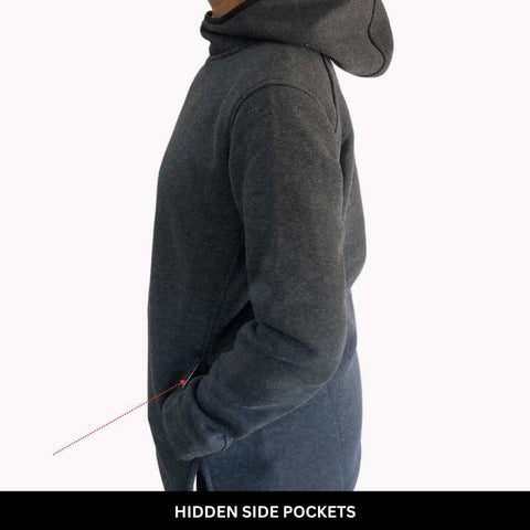 Hidden Side Pockets - Fleece Pullover Hoodie